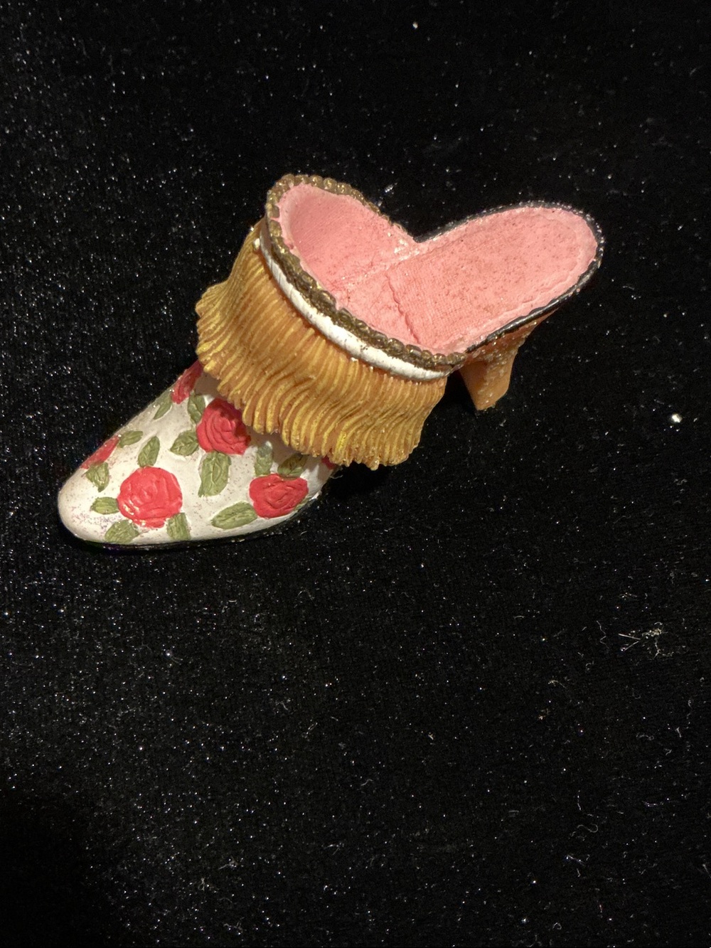 Decorative Floral Heeled Shoe Ornament - Pink, Red & Gold